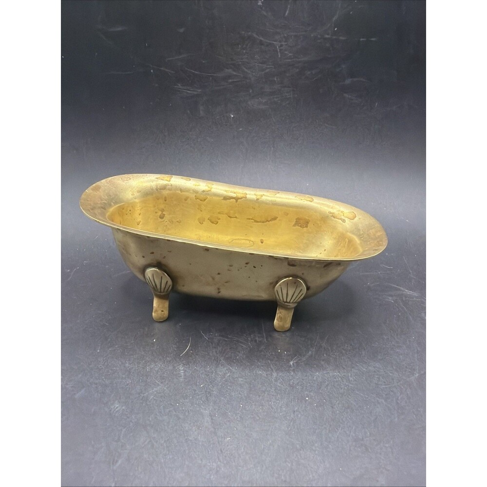 Vintage Brass Miniature Tub Claw Foot Bathtub Dollhouse Soap Dish